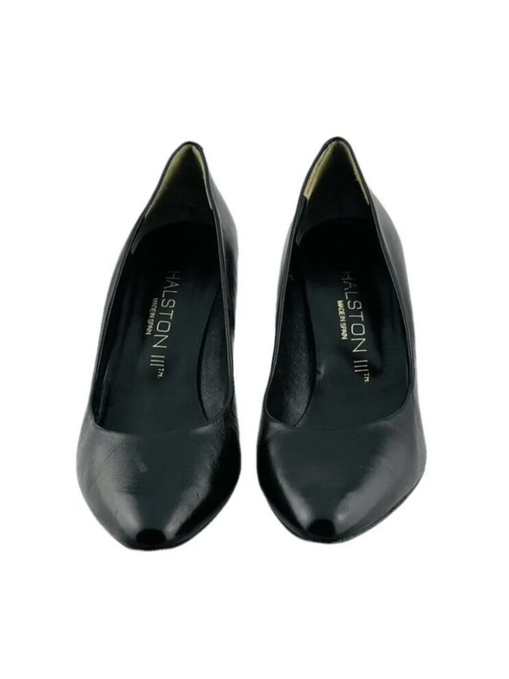 Halston III Black Leather Pointed Toe Pumps Womens Size 9AA